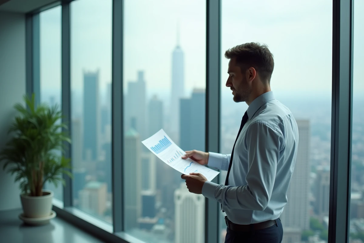 Homme d affaires analysant des graphiques financiers